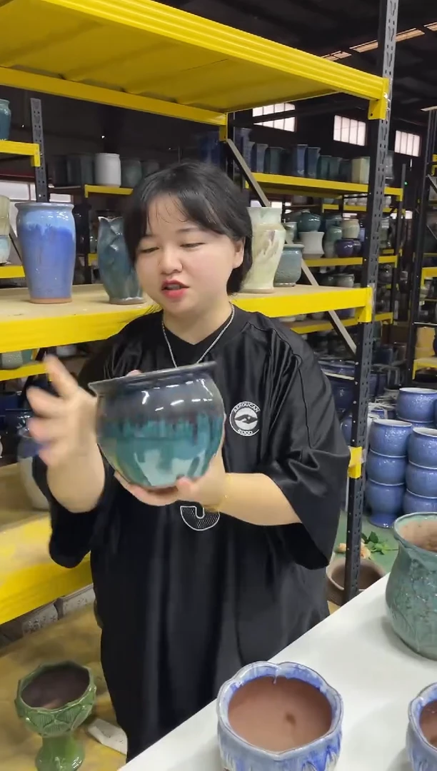 宜兴紫砂粗陶花盆14*13