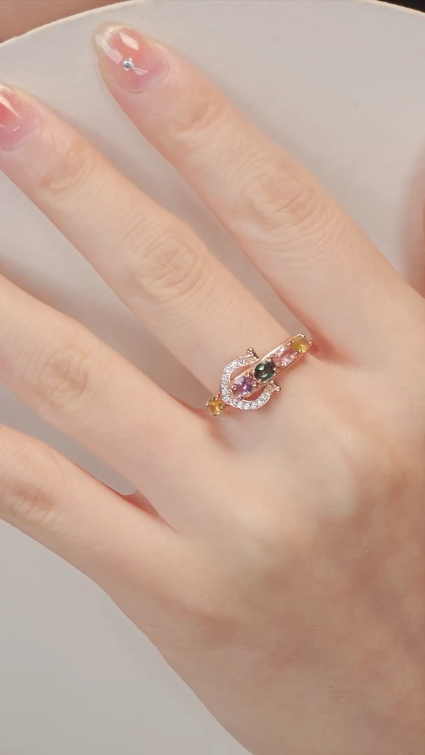 银S925镶嵌戒指碧玺8【】