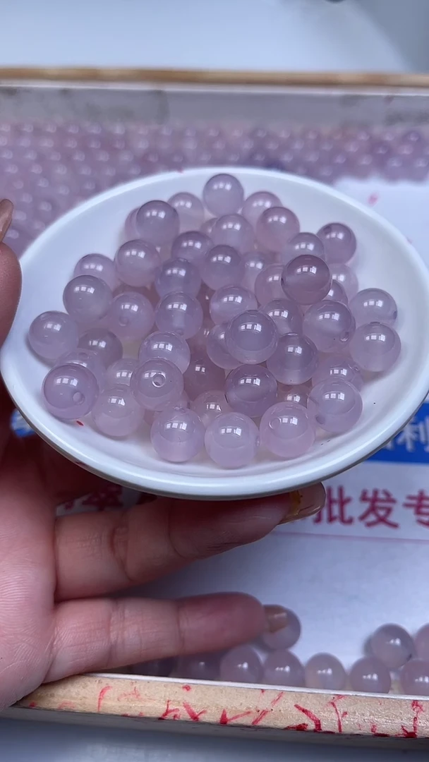 未镶嵌散珠南红玛瑙E598 粉紫荔枝冻10mm10颗15元