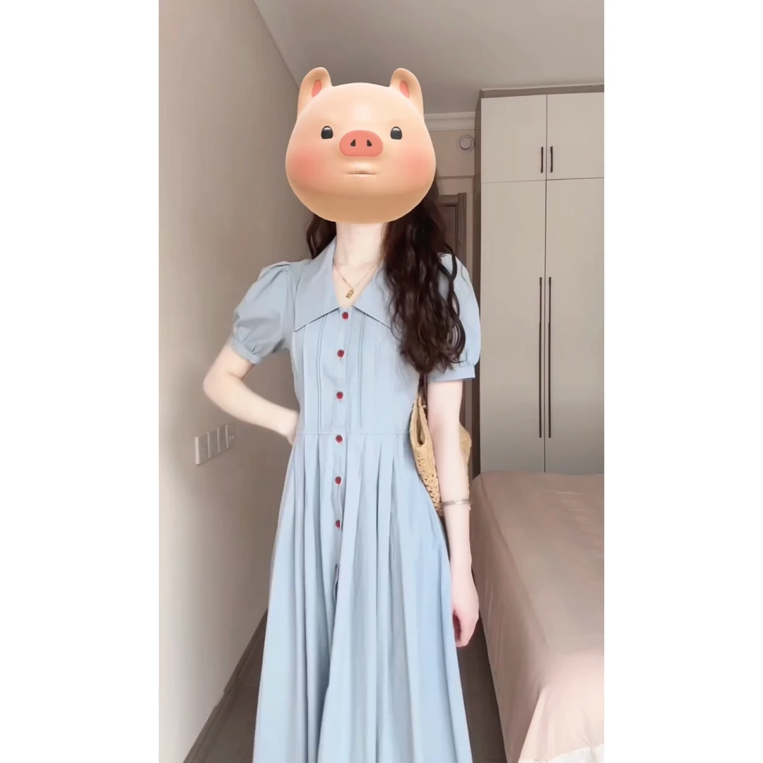 小清新减龄学院风气质收腰潮妈哺乳连衣裙夏季新款通勤POLO领裙子