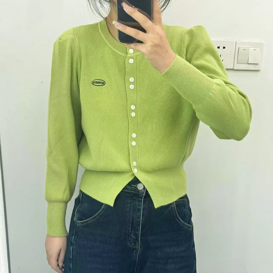 针织开衫灯笼袖针织开衫圆领百塔款