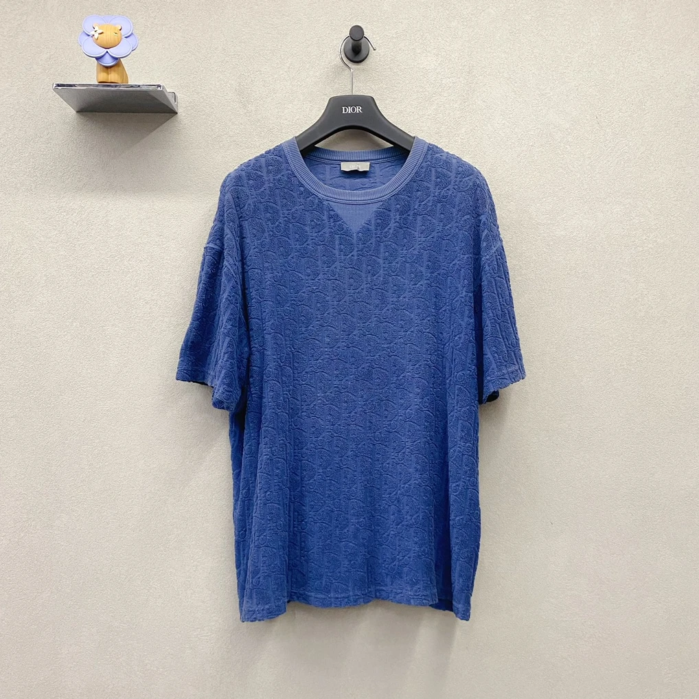 99新 DIOR/迪奥 满印藏蓝色毛毯短袖/尺码L/000155