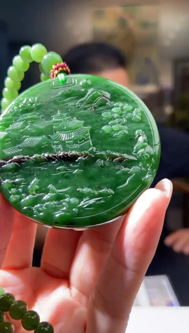 和田玉18K金镶嵌挂件314069