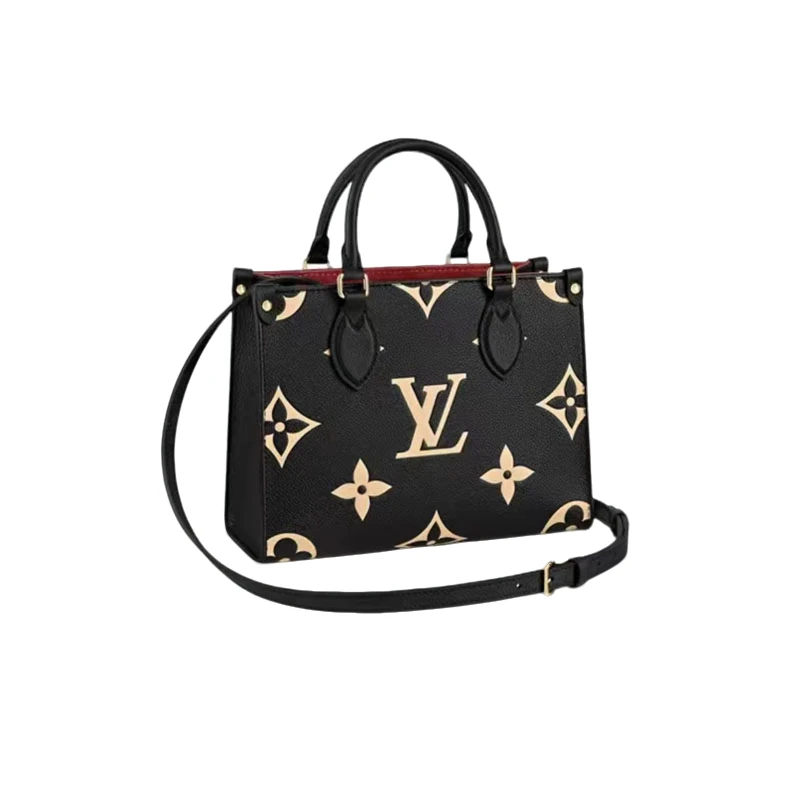 未使用 LouisVuitton/路易威登 on the go经典老花满印托特包黑色