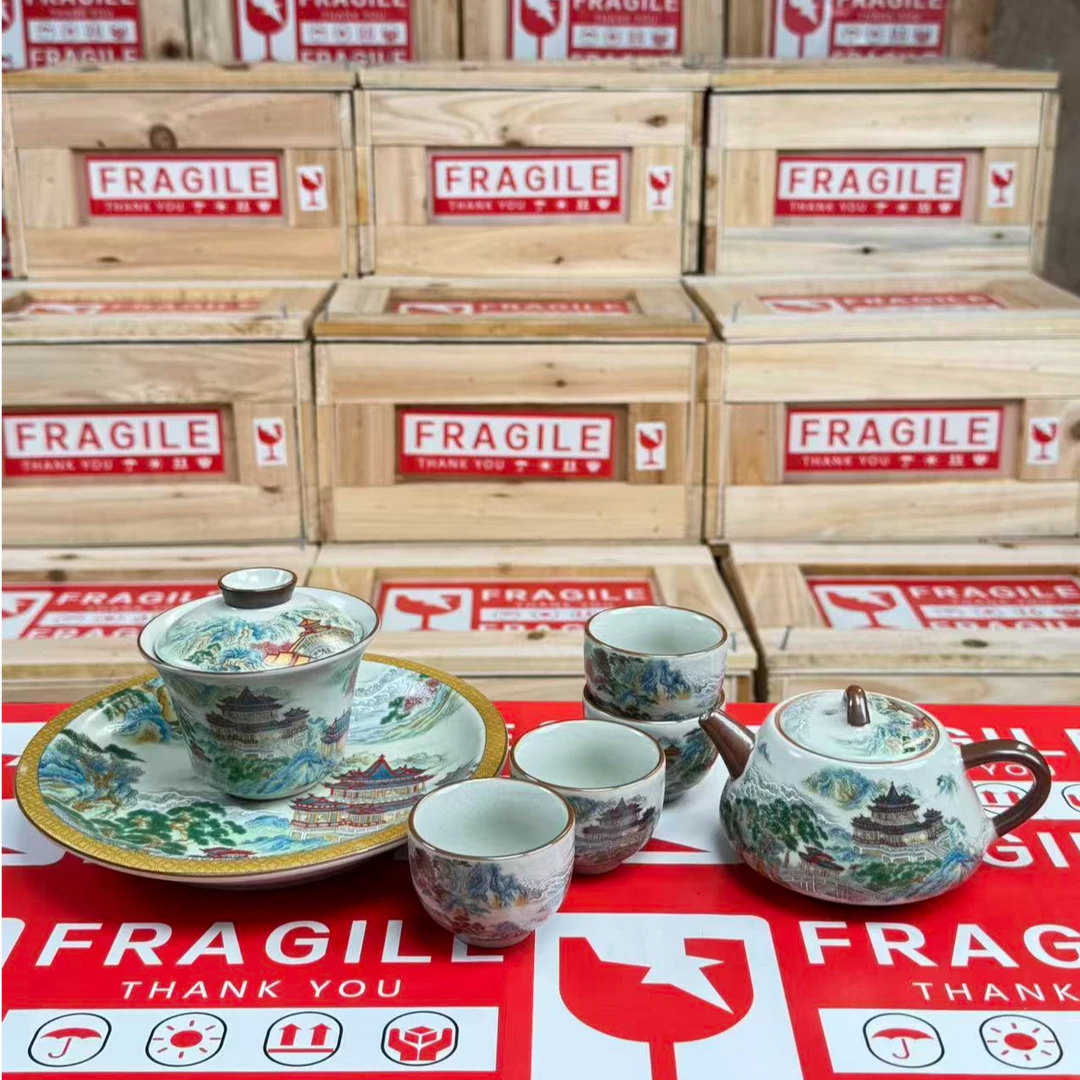 SZ仙山楼阁汝窑石瓢茶壶加四个杯子带盖碗ZH     4090