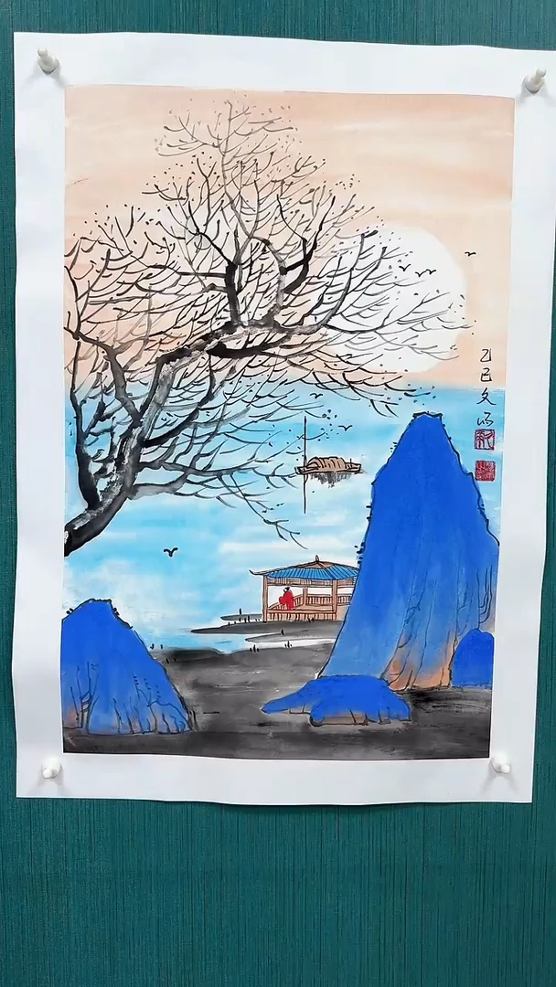 国画山水70*45已托底