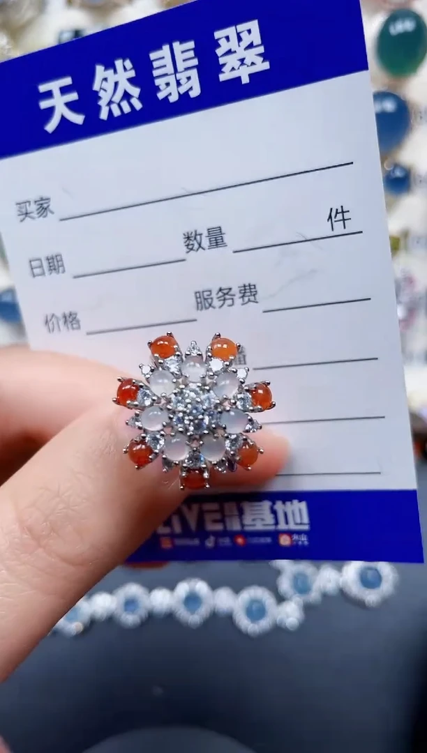 银S925镶嵌翡翠耳饰221