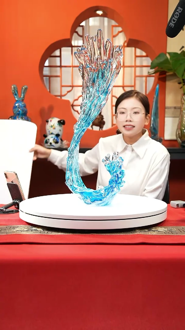 手工艺品琉璃蓝色风生水起