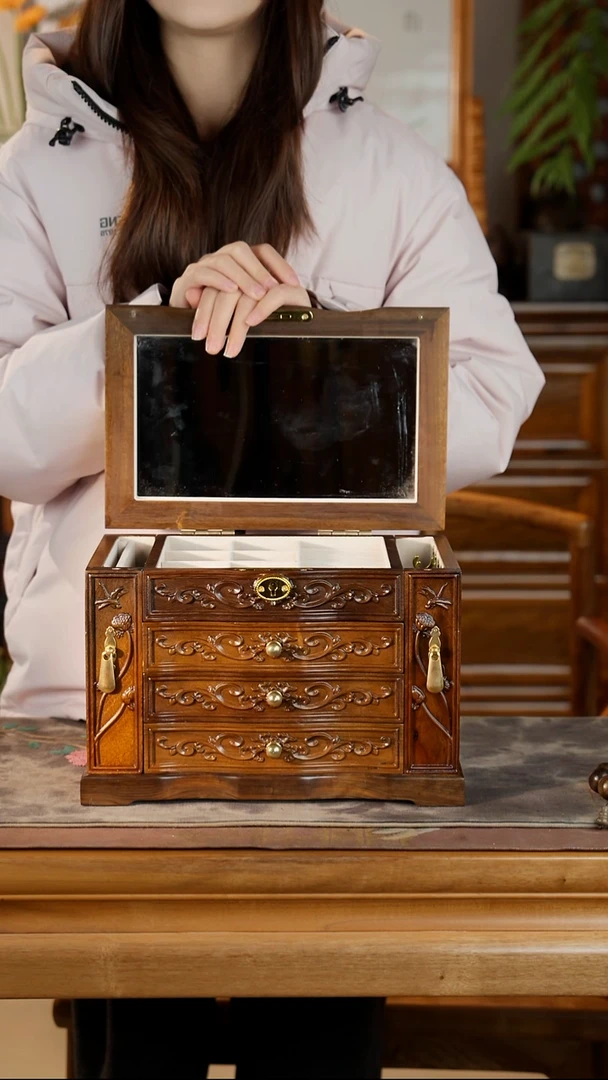 其他楠木（金丝楠）金丝楠乌木多功能首饰盒