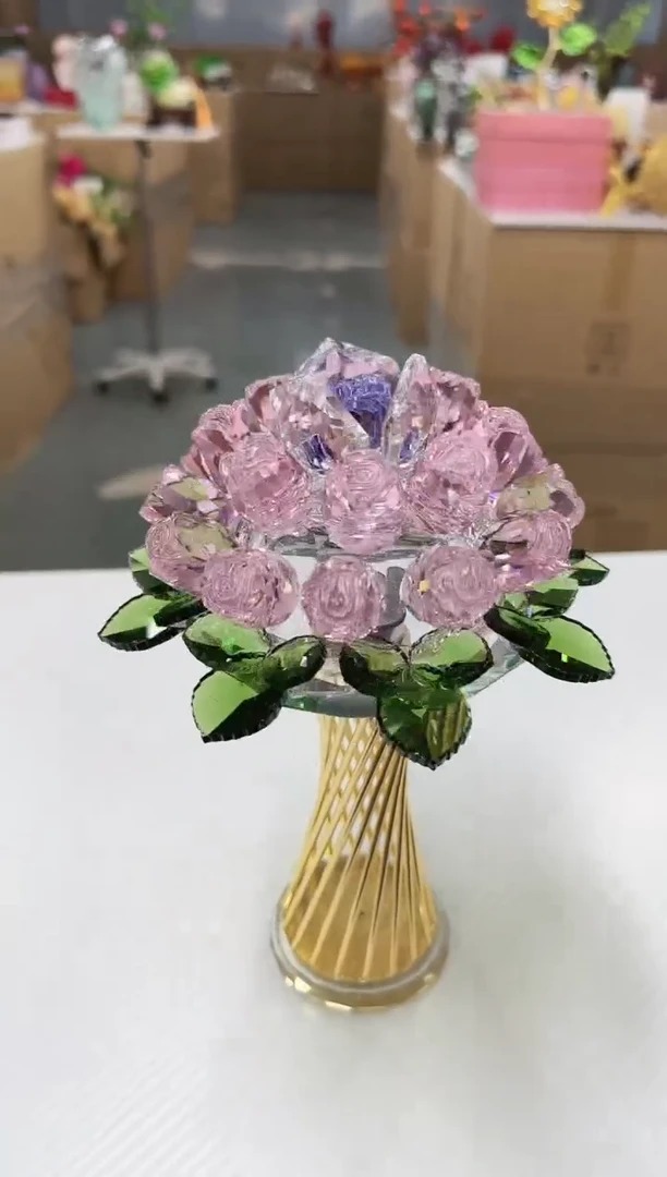 花间集水晶琉璃摆件  粉