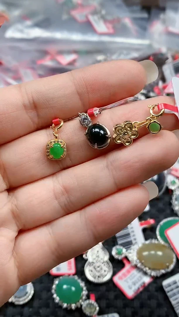 银S925镶嵌戒指翡翠天然A货缅甸翡翠
