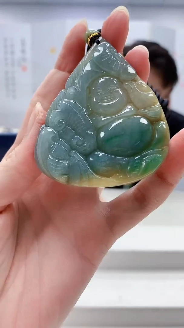 定制翡翠未镶嵌5060zm-毛货挂件66佛公