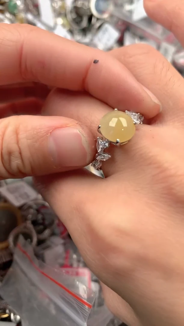 银S925镶嵌戒指翡翠555   6