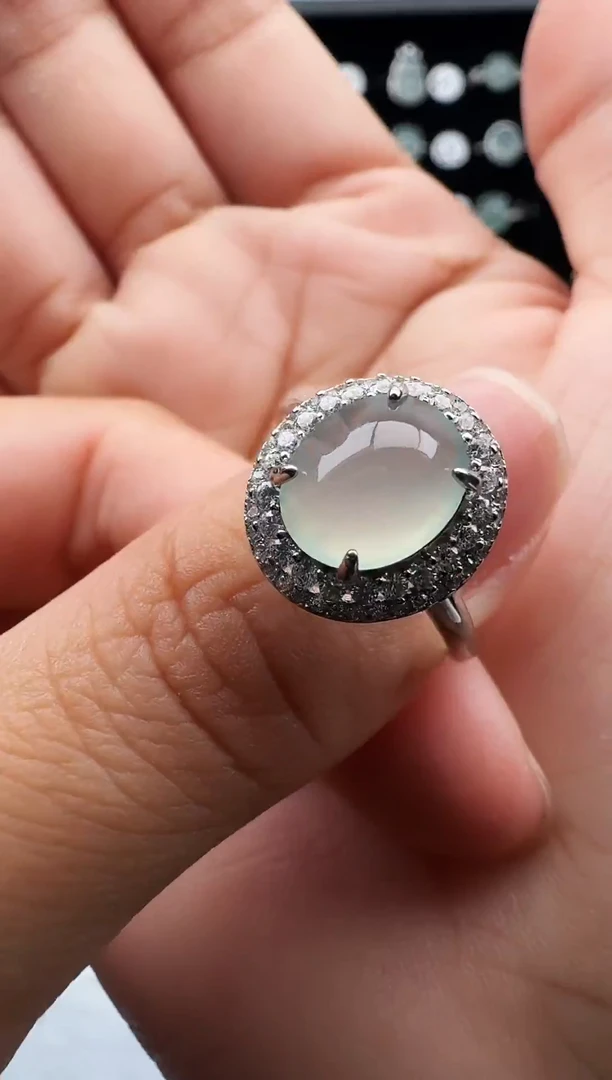 银S925镶嵌戒指翡翠2