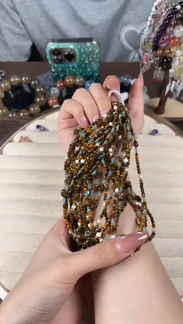 项链未镶嵌水晶虎眼珠珠设计款项链