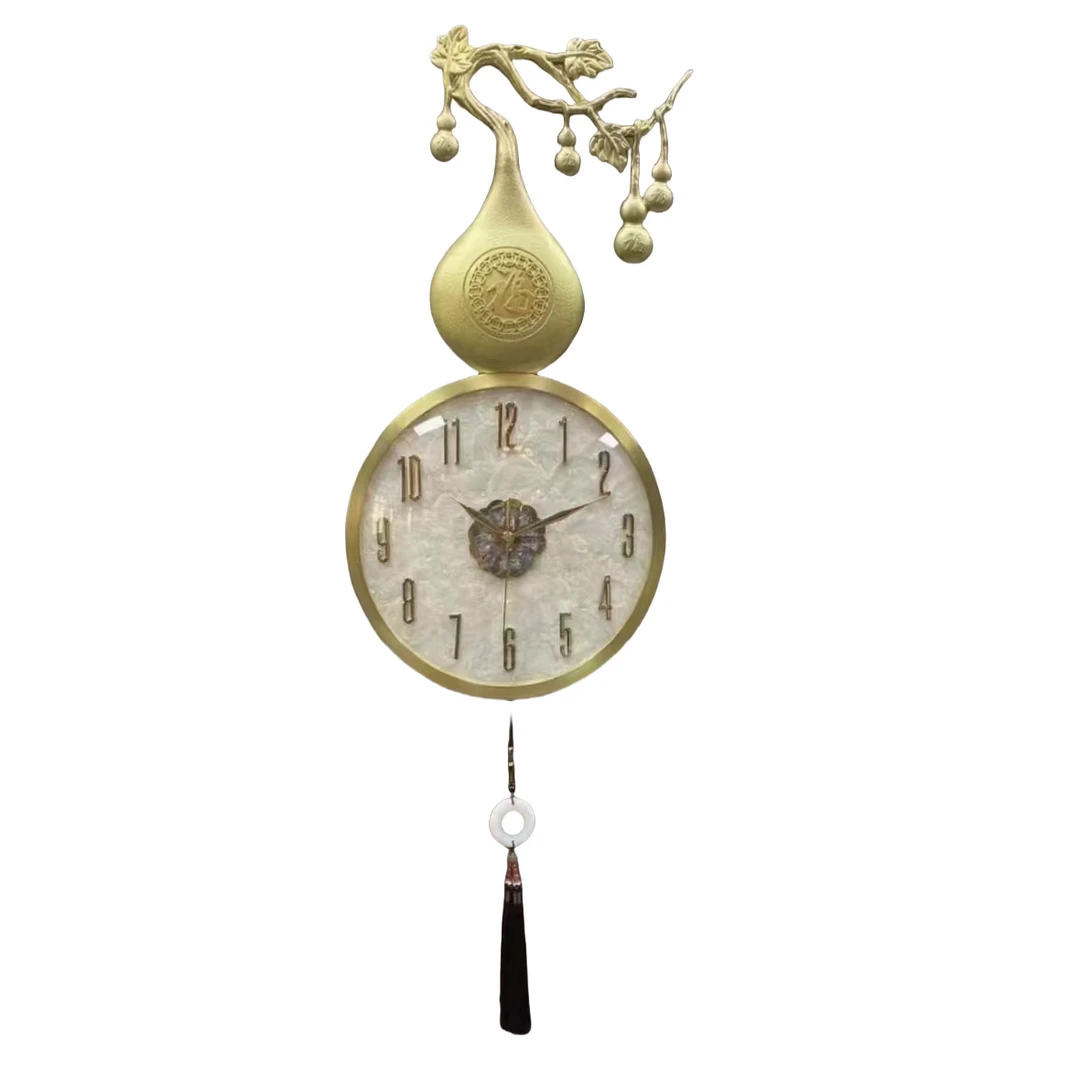 朗艺五福临门中式葫芦挂钟客厅家用时尚装饰挂墙时钟轻奢创意挂表