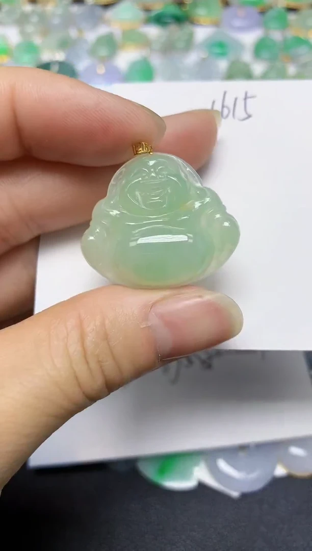 翡翠18K金镶嵌颈饰 天然翡翠A货