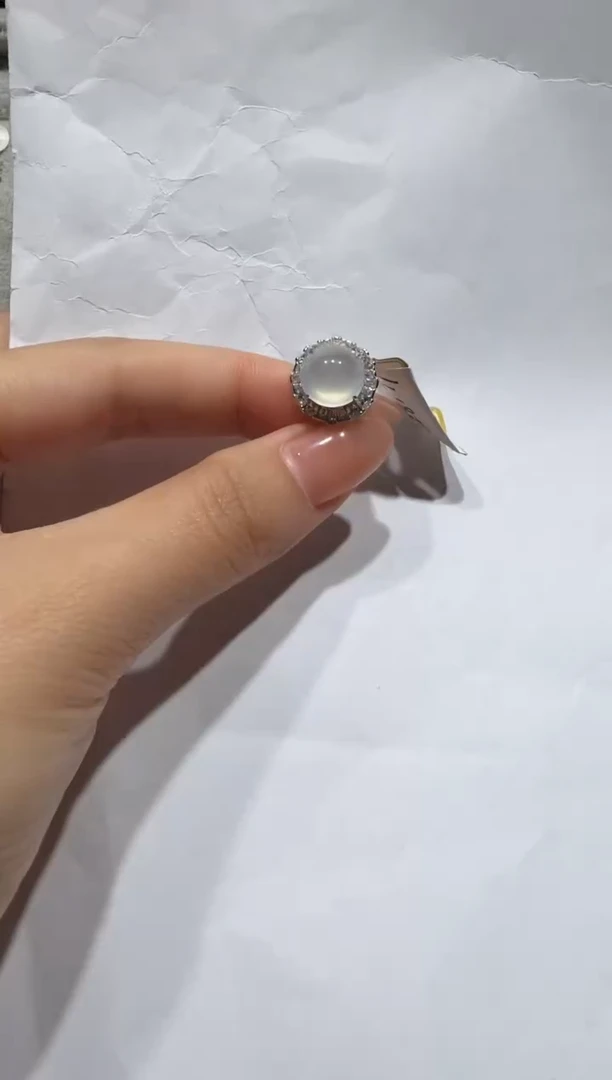 银S925镶嵌戒指翡翠缅甸A货翡翠戒指