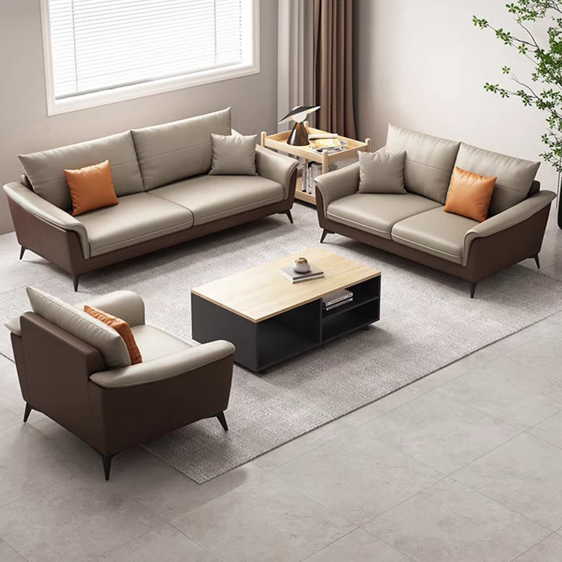 办公室接待会客沙发简约现代小型洽谈休息区轻奢商务沙发茶几组合