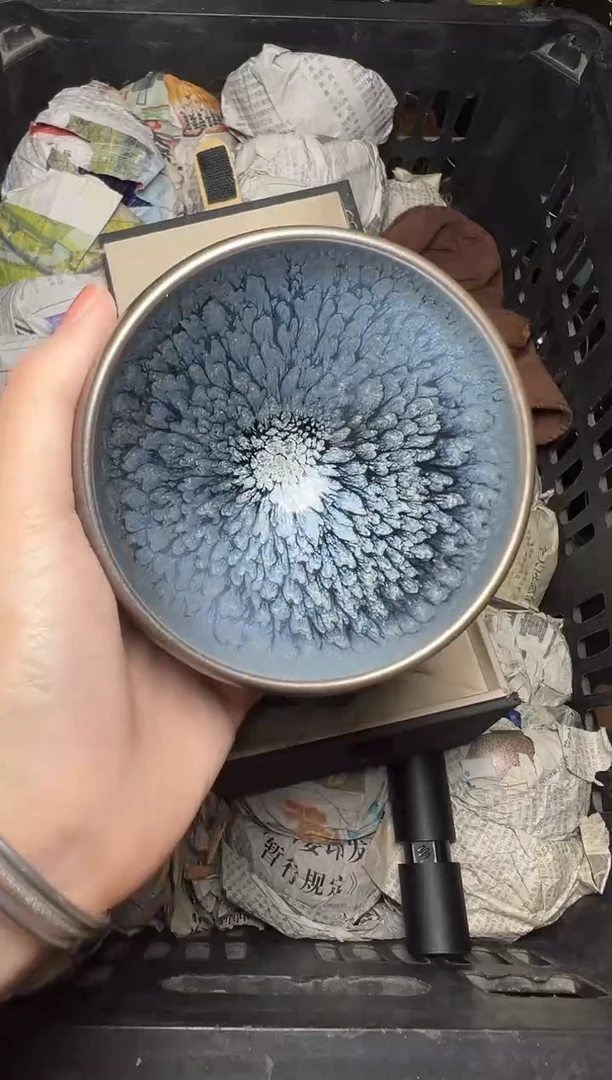 茶盏银蓝百花 盏三疯建盏茶器