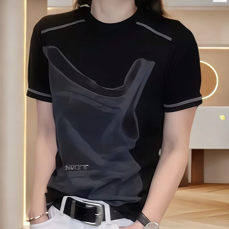 纯棉圆领显瘦女T恤短袖2025夏季新款休闲T恤短袖印花时尚洋气衣服