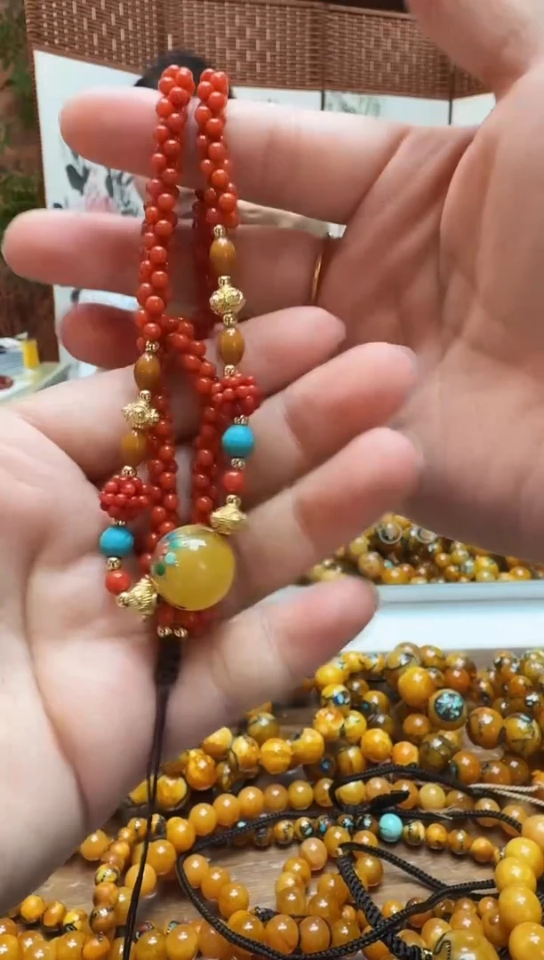 蜜蜡颈饰未镶嵌9523天然蜜蜡珠宝奇石全都保真