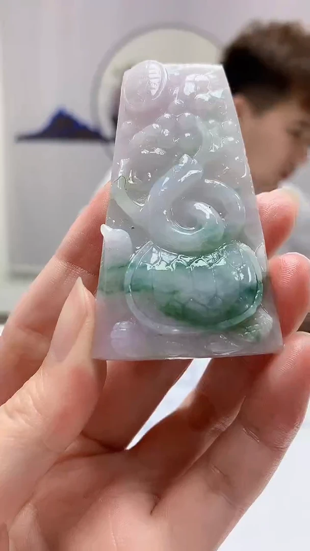 【闪购商品】定制翡翠未镶嵌4868zm-毛货挂件98龙龟