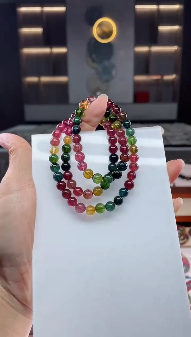 未镶嵌老矿碧玺三圈手串7mm+碧玺（多样性发一条）Q