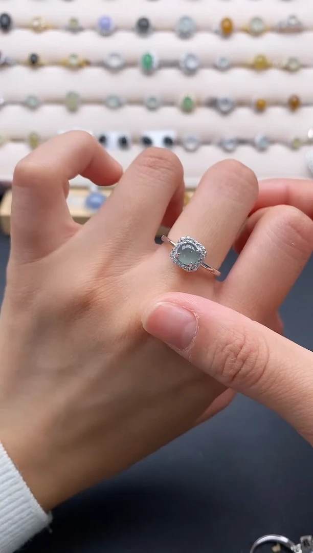 银S925镶嵌戒指翡翠11111111+3