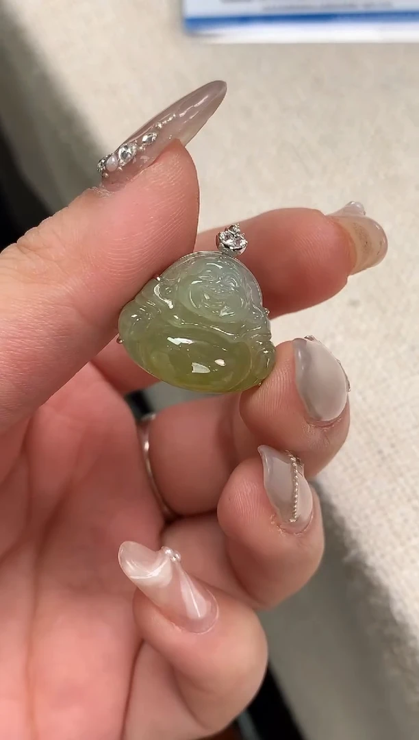 【闪购商品】翡翠吊坠(不含链)18K金镶嵌佛公
