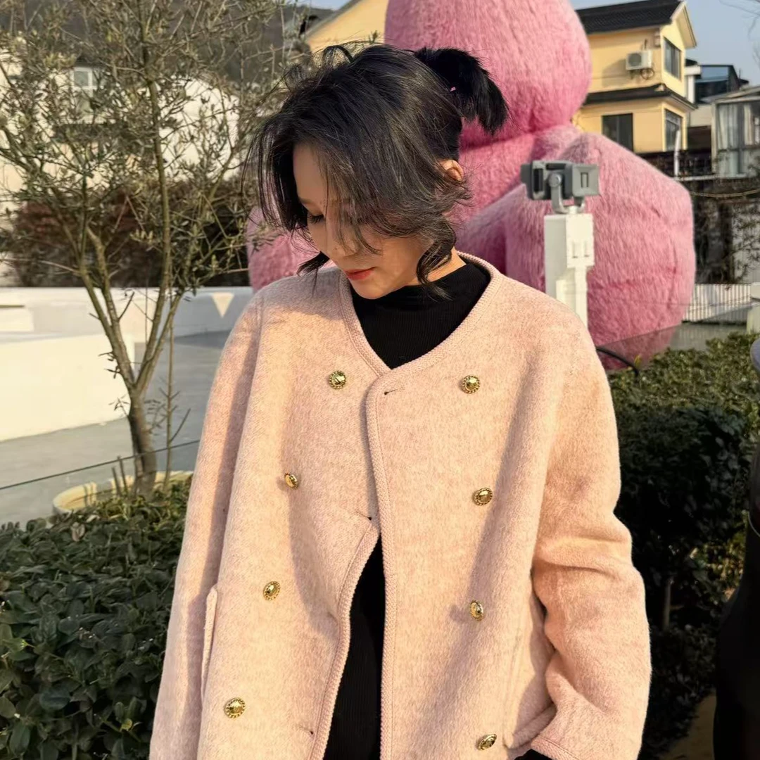 【早春新款】2364款简约时尚短款小香风羊毛大衣气质双面休闲网红
