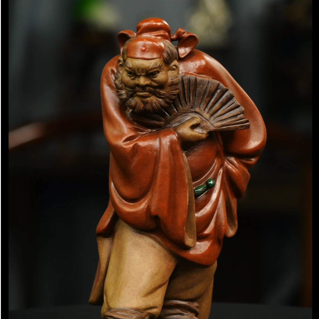 钟馗带扇 宜兴泥塑