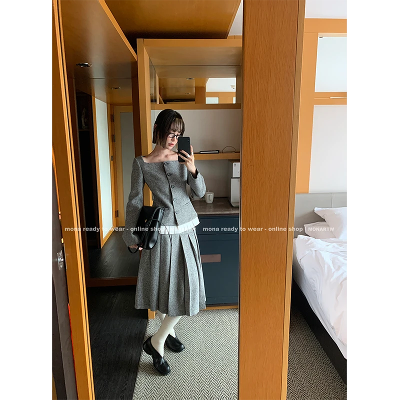 【Mona张绮贤】MONA 复古小香 上衣外套高腰半裙 O124A21327