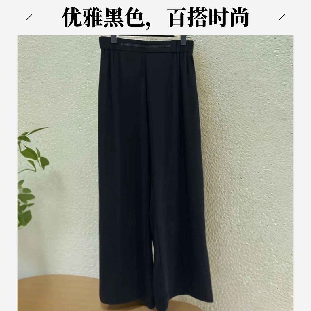 -177A-秋季女士宽松长裤直筒阔腿裤九分裤妈妈夏季中腰休闲裤