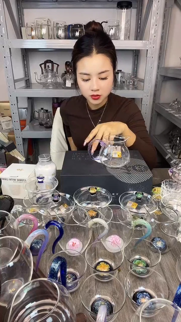 手工艺品玻璃禾器 莲君公道杯浅紫色 孤品