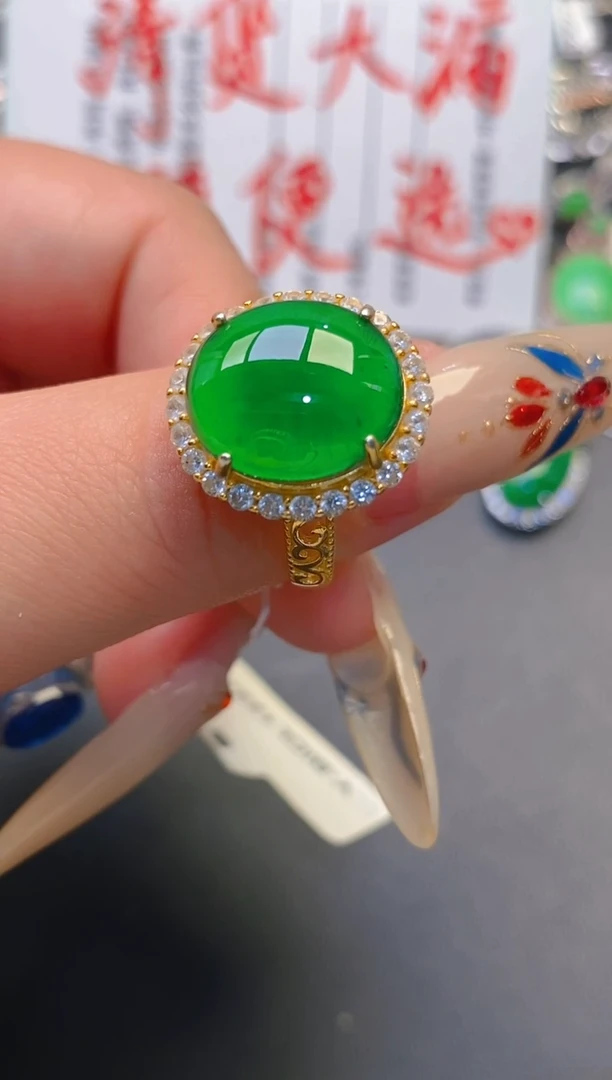 【闪购商品】翡翠耳饰银S925镶嵌天然A货翡翠1
