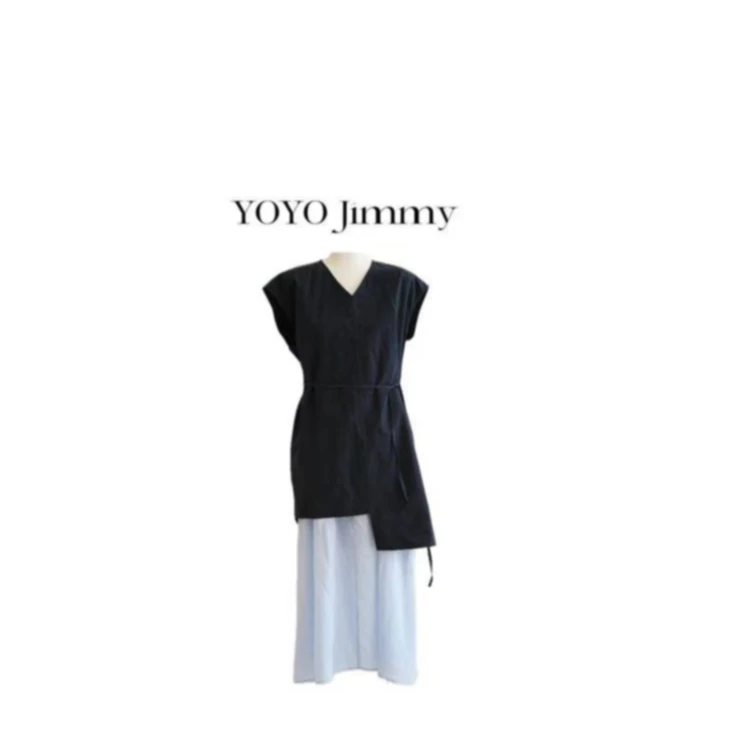 YOYO Z401 夏季女士两件套多用群小V领纯色休闲裙子女