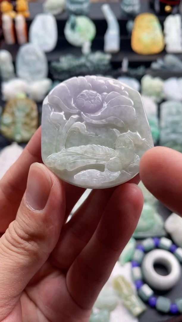 颈饰未镶嵌翡翠21  天然翡翠a货  花鸟