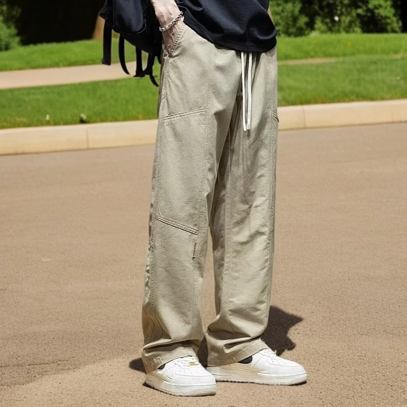 肥佬200-300斤休闲裤男士宽松加肥加大码阔腿直筒裤大码男装胖子