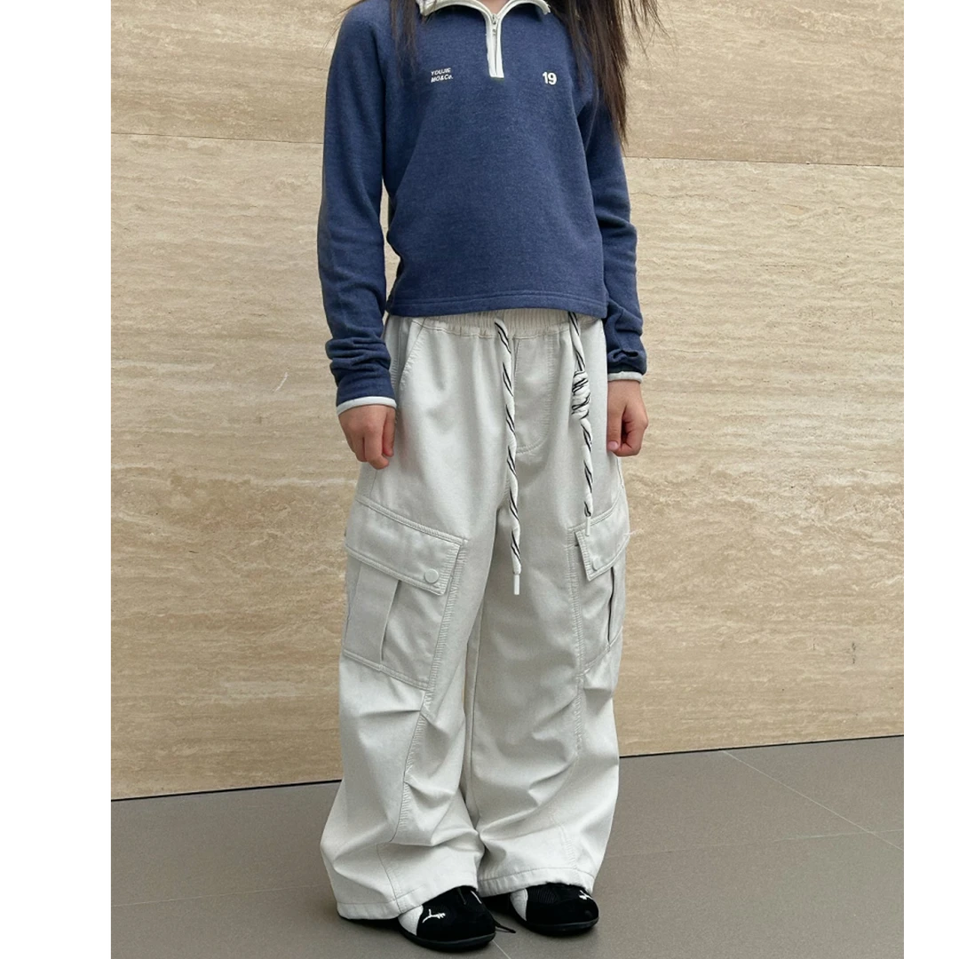 【豪宝贝】2025FW麻绳抽绳口袋工装裤8512