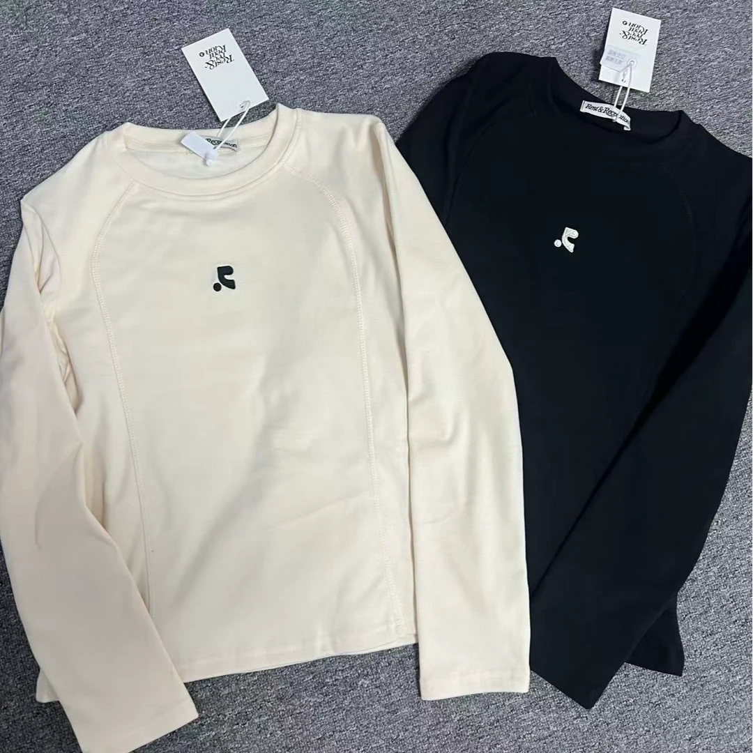 YD-韩系！R系拼接线打底衫25秋冬新款圆领套头净版休闲打底衫T恤女