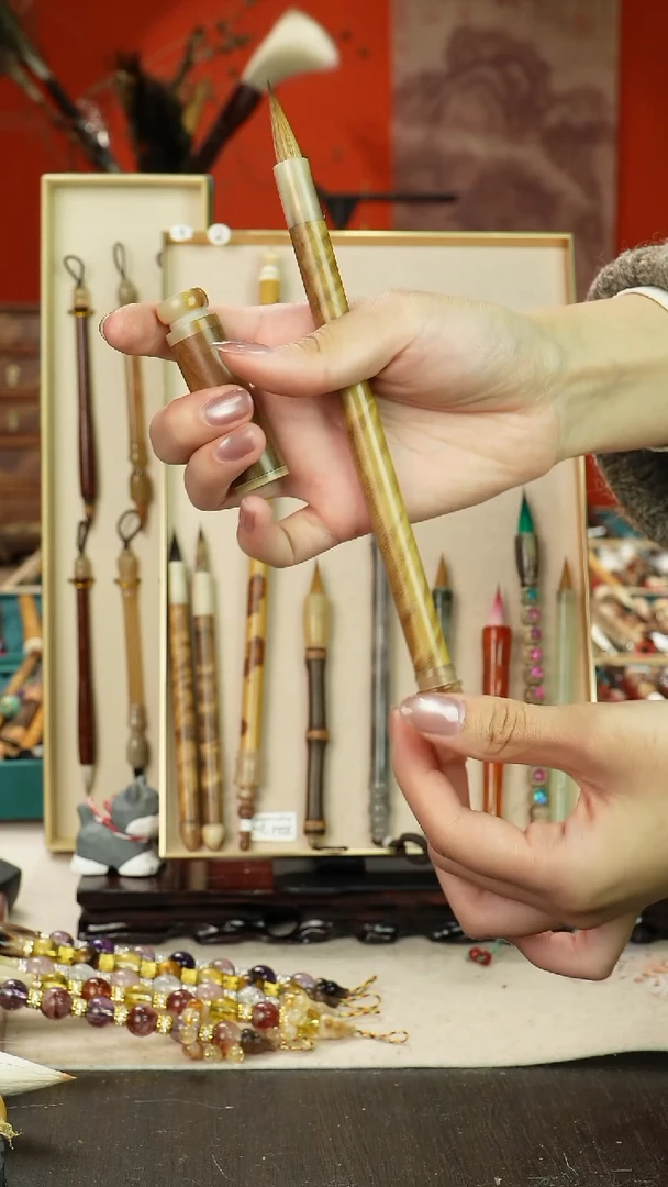 42号孤品高货毛笔链接 清水试笔 蘸墨不退