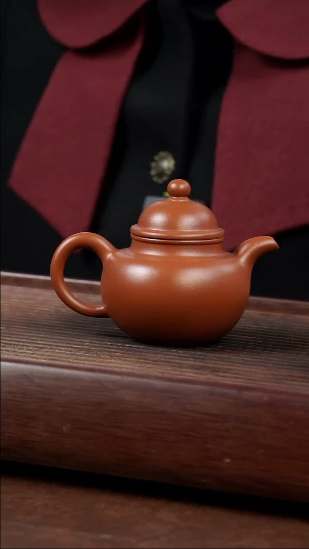 茶壶紫砂超*朱泥掇球175CC