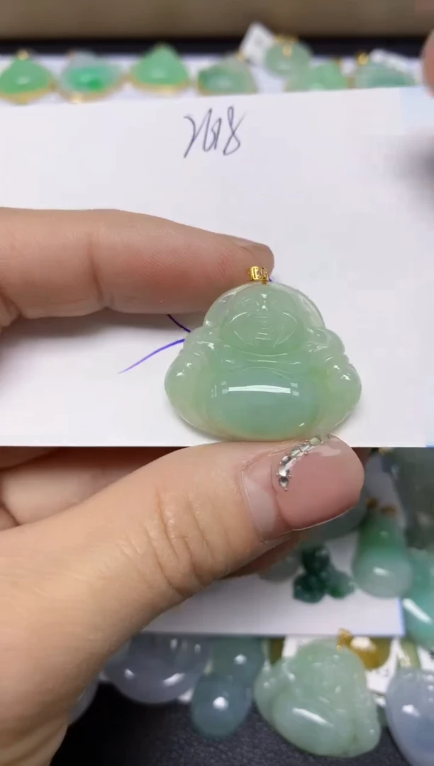 【闪购商品】翡翠挂件18K金镶嵌 天然翡翠A货