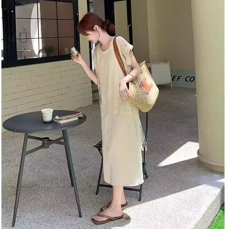 【现货】新款夏季大码女时尚显瘦长裙法式镂空气质设计感减龄连衣裙