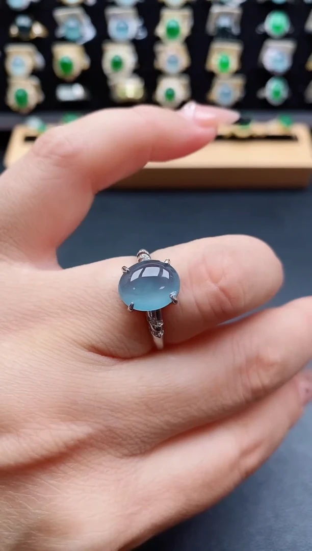 银S925镶嵌戒指翡翠1