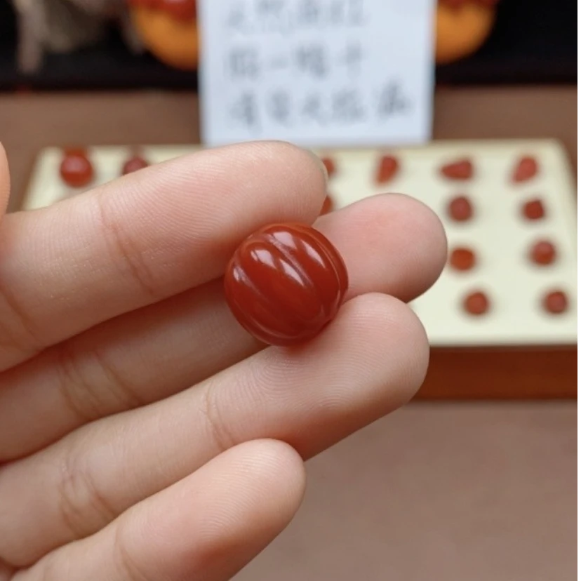 南红玛瑙桶珠顶珠南瓜珠卡13mm腰珠直播间选购多样性发一