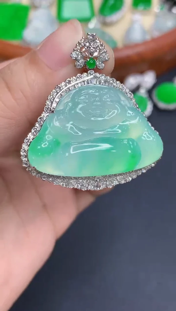 吊坠(不含链)18K金镶嵌翡翠707-中国好珍宝