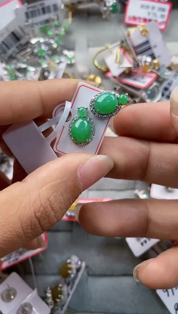 银S925镶嵌戒指翡翠11---10