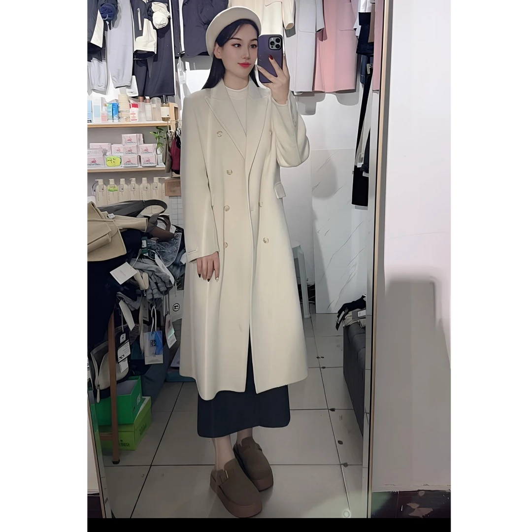 小珂家清仓福利保暖上衣显瘦气质时尚中长款秋冬白色收腰收腰韩版